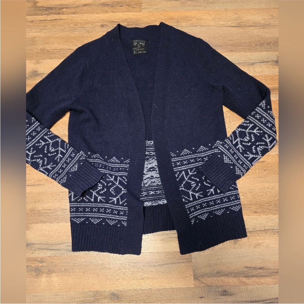 ALL SAINTS ALLSAINTS SPITALFIELDS TALFIELDS TALLIN OPEN CARDIGAN WOOL NAVY LARGE